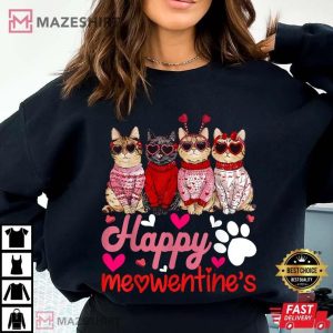 Happy Meowentine's Day Funny Cat Valentines Day T Shirt (2)