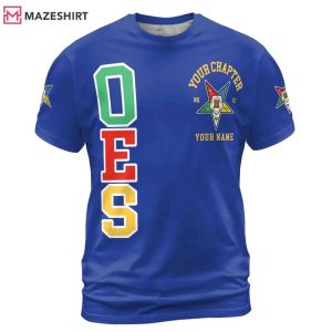 Order of the Eastern Star OES Pentagon Blue Custom 3D T Shirt (3)