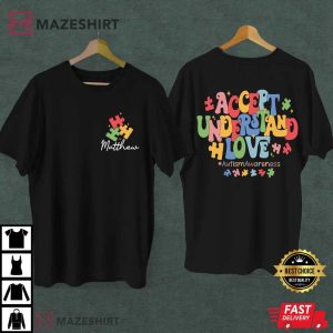 Accept Understand Love Autism Awareness Custom Name T Shirt (2)