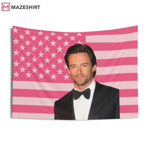 Hugh Jackman Pink American Aesthetic Fan Gift Flag