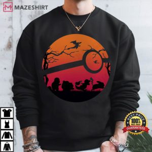 Sunset Pokemon Ball Silhouette Retro Anime T Shirt (1) Mazeshirt
