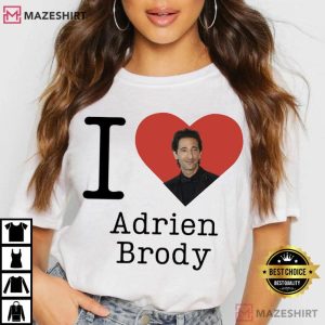 I Love Adrien Brody Essential Gift For Fan T Shirt (2)