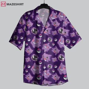Gengar Shadow King Cute Ghost Type Hawaiian Shirt And Shorts (4)