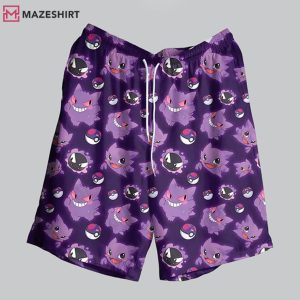 Gengar Shadow King Cute Ghost Type Hawaiian Shirt And Shorts (3)
