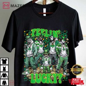 Feelin Lucky Cool Horror Characters St Patrick's Day T Shirt (2)