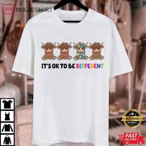 Highland Cow It's Ok To Be Different Autism Awareness T Shirt (4)
