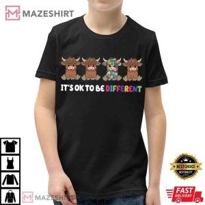 Highland Cow It's Ok To Be Different Autism Awareness T Shirt (3)