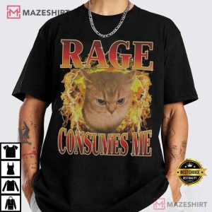 Angry Cat Fire Rage Consumes Me Chaotic Cat Lover Meme T Shirt (1 (4)