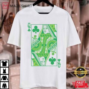 Queen Of Clubs St Patrick's Day Playing Card Retro T Shirt (1)