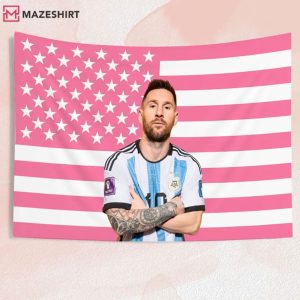 Lionel Messi Soccer Fan Home Decor Pink USA America Flag