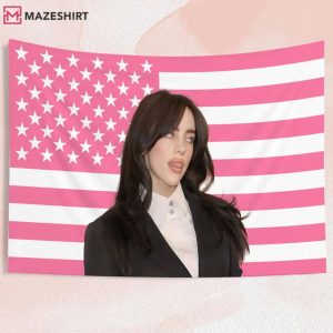 Billie Eilish Music Fan Merch Home Decor Pink USA America Flag Billie Eilish Music Fan Merch Home Decor Pink USA America Flag