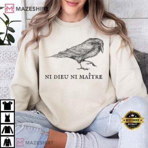 No God No Masters Leftist French Anarchist Crow Bird T Shirt (3)