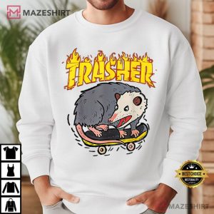 Opossum Skateboard Funny Trasher Possum Skater T Shirt (4)