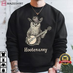 Hootenanny Owl Playing Banjo Country Music T Shirt (2)