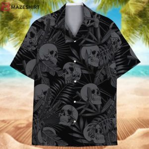 Black Skull Tropical Aloha Summer Beach Skull Lovers Hawaiian Shirt (2)