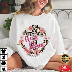 Easter Day He Is Risen Christian Leopard Jesus Cross T Shirt (4)