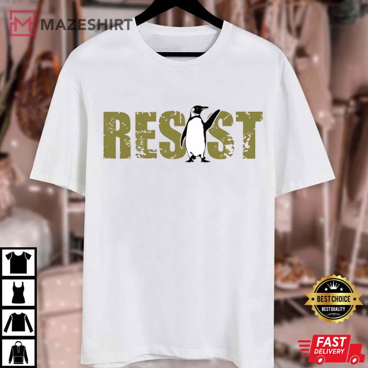 Resist Penguins Heard Island Against Tariffs Flippers Up T-Shirt Resist Penguins Heard Island Against Tariffs Flippers Up T-Shirt