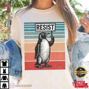 Resist Penguins Flippers Up Protest Political Statement T Shi