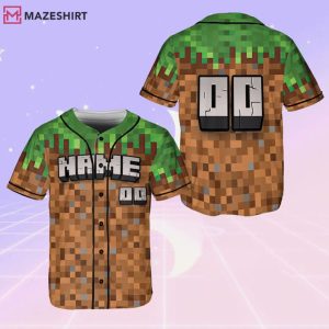 Minecraft Pixel Game Custom Name Number Baseball Jersey