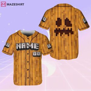 Jack O’Lantern Minecraft Characters Custom Name Baseball Jersey
