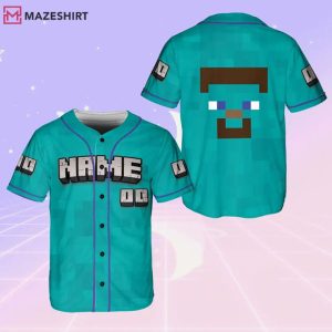Steve Minecraft Characters Game Lover Custom Name Baseball Jersey