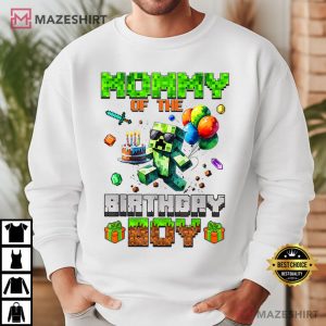 Mommy Of The Birthday Boy Funny Minecraft Gift T Shirt (1) Mazeshirt