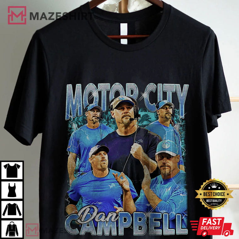 Motorcity Dan Dan Campbell American Football Vintage 90s T-Shirt Motorcity Dan Dan Campbell American Football Vintage 90s T-Shirt