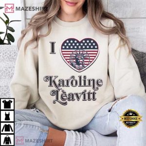 I Love Karoline Leavitt Press Secretary USA American Flag T Sh (4)