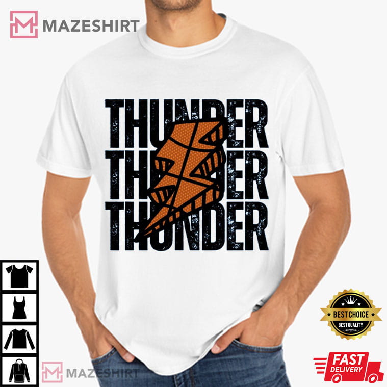Oklahoma City Thunder Basketball Lightning NBA T-Shirt Oklahoma City Thunder Basketball Lightning NBA T-Shirt