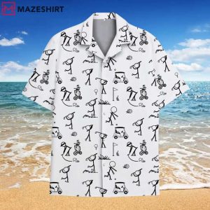Golf Players Golf Stick Figure Sports Summer Aloha Hawaiian Shirt (1)