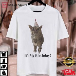 Cat Lovers It's My Birthday Cat Funny Pet Apparel T Shirt (1)