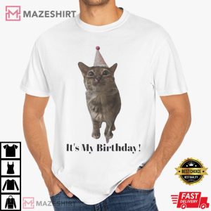 Cat Lovers It's My Birthday Cat Funny Pet Apparel T Shirt (2)