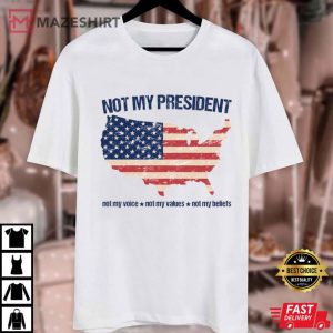 Anti Trump Not My President USA Flag Map Anti Republican T Shirt (1)