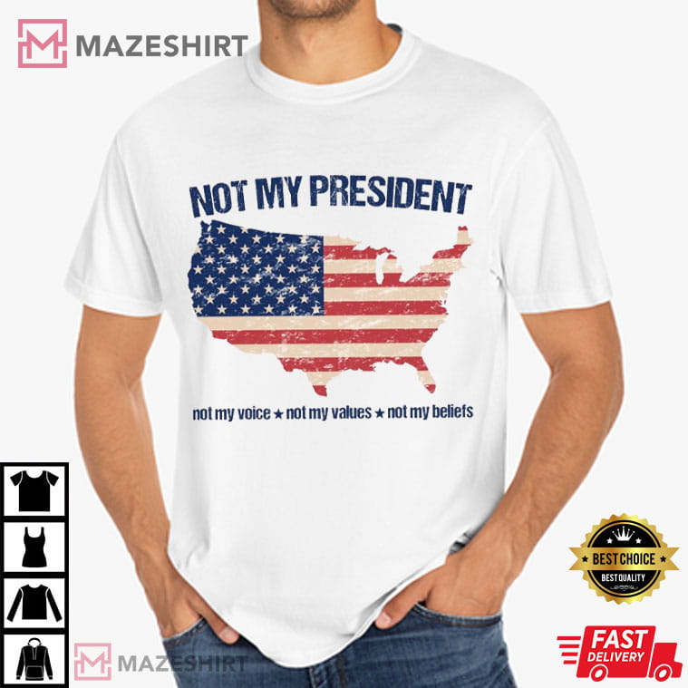 Anti Trump Not My President USA Flag Map Anti Republican T-Shirt Anti Trump Not My President USA Flag Map Anti Republican T-Shirt
