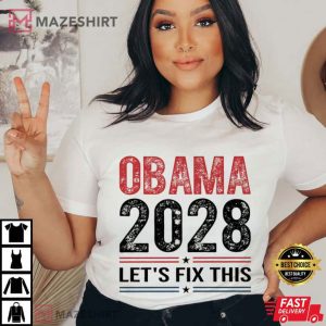 Obama 2028 Let's Fix This Retro Political Vote Hope Change T Shir
