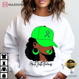 Mental Health Awareness Afro American Black Woman T Shirt (3)