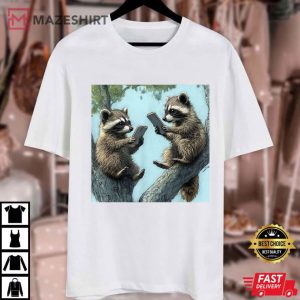 Animal Lovers Cute Baby Raccoon Texting Adorable Wildlife T Shirt (3)