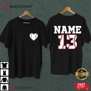 Baseball Team Heart Custom Number And Name T Shirt (1)