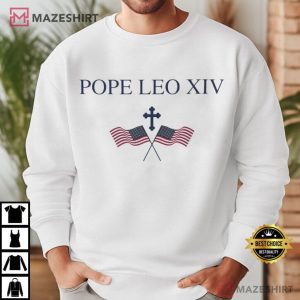 Pope Leo XIV USA Flags American Catholic T Shirt (4)