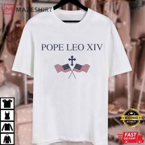 Pope Leo XIV USA Flags American Catholic T Shirt (1)