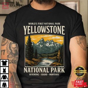 Yellowstone National Park Vintage Mountain Nature Hiking T Shirt (2)