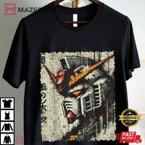 Japanese Mecha Robot Head Vintage Anime Art T Shirt (1)