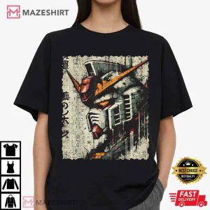 Japanese Mecha Robot Head Vintage Anime Art T Shirt (3)