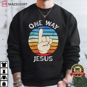 One Way Jesus Finger Up Christian Revolution T Shirt (4)