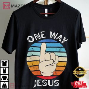 One Way Jesus Finger Up Christian Revolution T Shirt (1)
