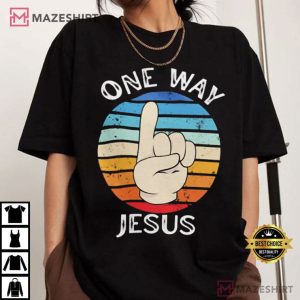 One Way Jesus Finger Up Christian Revolution T Shirt (3)
