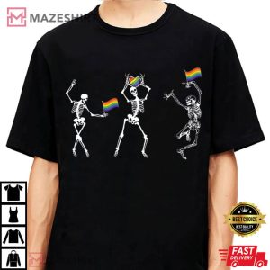 Skeleton Pride Rainbow LGBTQ Funny T Shirt (1)