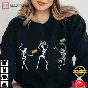 Skeleton Pride Rainbow LGBTQ Funny T Shirt (3)