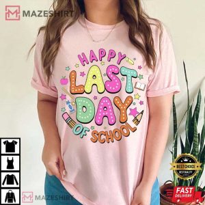 Happy Last Day Of School Retro Funny Teacher T Shirt (3)
