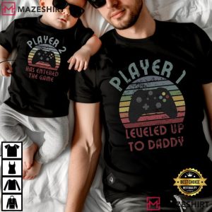 Fathers Day Dad Baby Player 1 Player 2 Matching T-Shirt